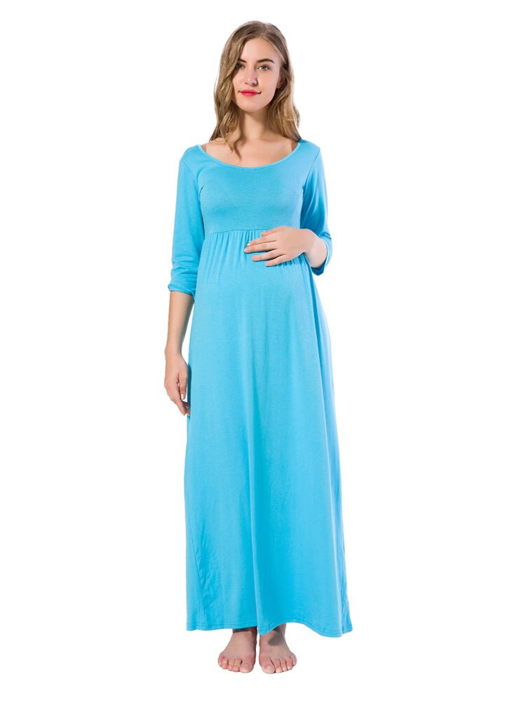Sky Blue Maternity Long Maxi Dress Mothers' Closet